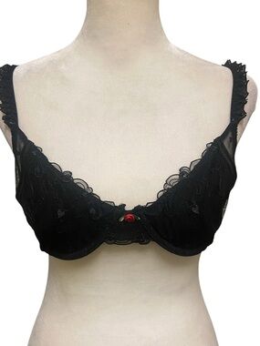 NWT Kat the Label Black Romeo Underwire Lace Bra Size Large Romantic Boudoir